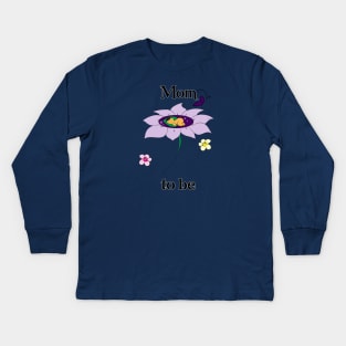 Mom To Be_Purple Flower Kids Long Sleeve T-Shirt